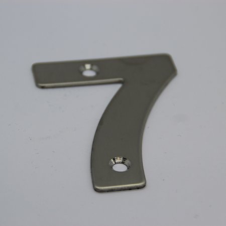 RVS / Edelstaal 3D Nummer of Huisnummer 7 met 2 boorgaten