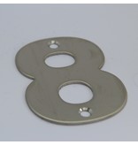 RVS / Edelstaal 3D Nummer of Huisnummer 8 met 2 boorgaten