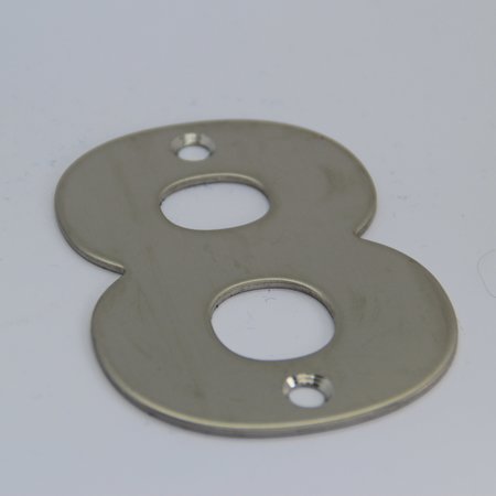 RVS / Edelstaal 3D Nummer of Huisnummer 8 met 2 boorgaten