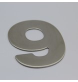 RVS / Edelstaal 3D Nummer of Huisnummer 9 zonder bevestiging