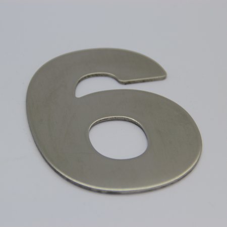 RVS / Edelstaal 3D Nummer of Huisnummer 6 zonder bevestiging