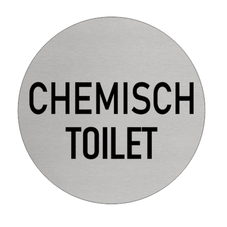 Chemisch Toilet bordje Aluminium Ø75mm met tape