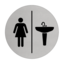 Vrouwen en Wastafel bordje Aluminium Ø75mm met tape