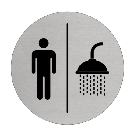 Mannen en Douche bordje Aluminium Ø75mm met tape