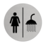 Vrouwen en Douche bordje Aluminium Ø75mm met tape