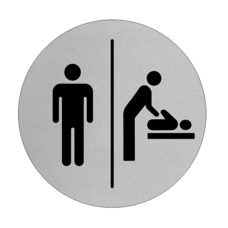 Mannen en Baby verzorgingsruimte bordje Aluminium Ø75mm met tape