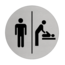 Mannen en Baby verzorgingsruimte bordje Aluminium Ø75mm met tape