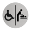 Invalide en Baby verzorgingruimte bordje Aluminium Ø75mm met tape