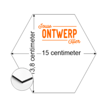 Aluminium bedrukt bord 15cm Hexagon