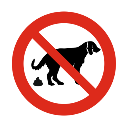 Verboden honden te laten poepen bordje Aluminium Ø75mm met tape