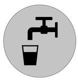 Drinkwater bordje Ø75mm met tape  Aluminium Ø75mm met zwarte druk