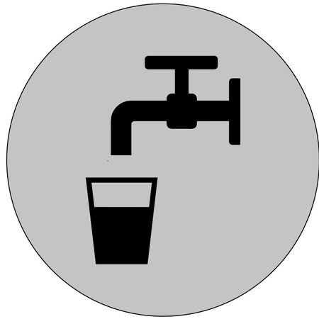 Drinkwater bordje Ø75mm met tape  Aluminium Ø75mm met zwarte druk