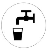 Drinkwater bordje Ø75mm met tape  Aluminium Ø75mm met zwarte druk