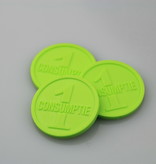 1000 Plastic reliëfmunten of gegraveerde munten in een eigen ontwerp vanaf 1000 stuks in de maat Ø25 en Ø29mm  met 2 niet gelijke zijden