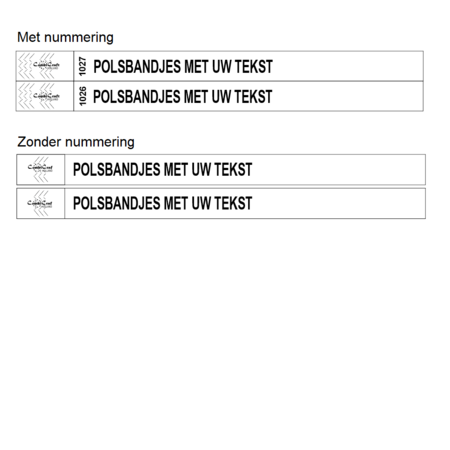 CombiCraft Budget witte polsbandjes bedrukt met een eigen tekst 100 stuks