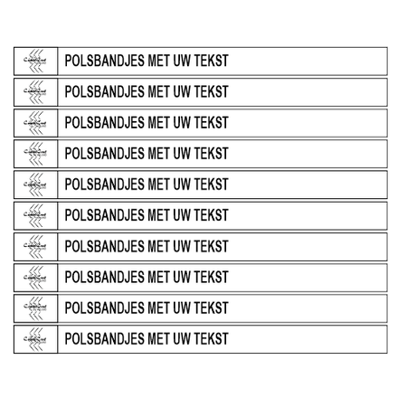 CombiCraft Budget witte polsbandjes bedrukt met een eigen tekst 100 stuks