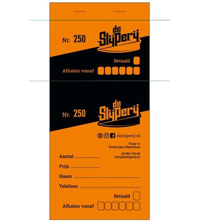 300 Afgiftebonnen naar eigen ontwerp gedrukt op wit papier of op gekleurd papier