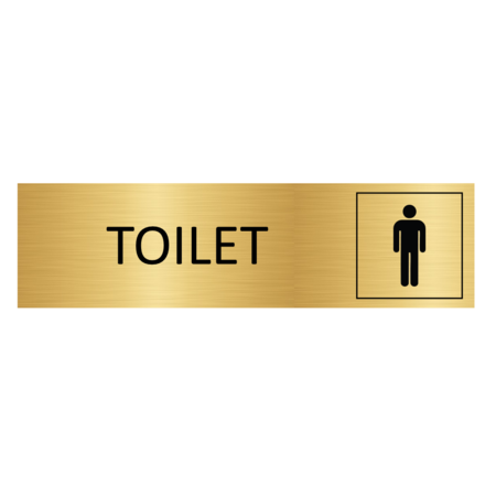 CombiCraft Goudkleurig Aluminium Deurbordje Toilet met man symbool 165x45mm met tape