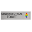 CombiCraft Aluminium Deurbordje Toilet met genderneutraal symbool met regenboogkleuren 165x45mm met tape