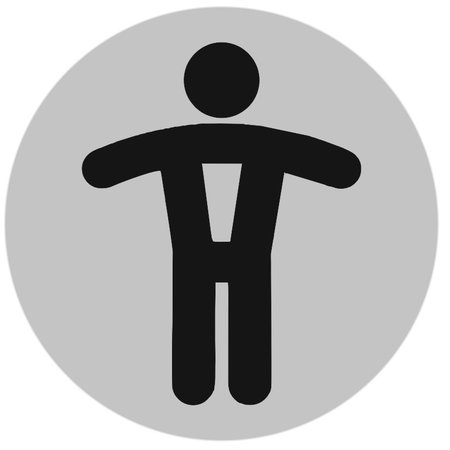 Stilistisch Heren toiletbordje Aluminium Ø75mm met tape