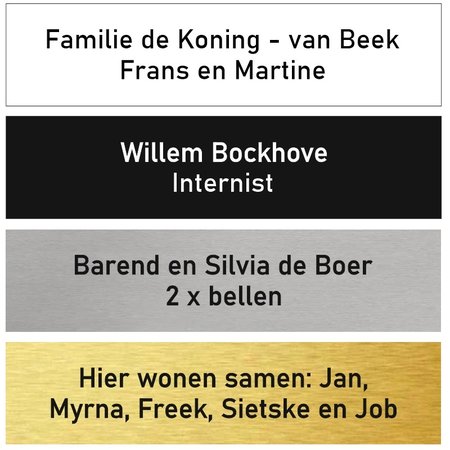 Kunststof naamplaatje 85x20mm voor bel, voordeur of brievenbus