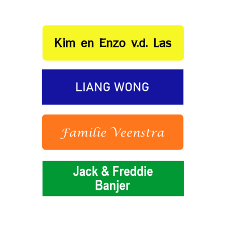 Gekleurd Kunststof naamplaatje 80x20mm - zonder bevestiging, geen tape of gaten