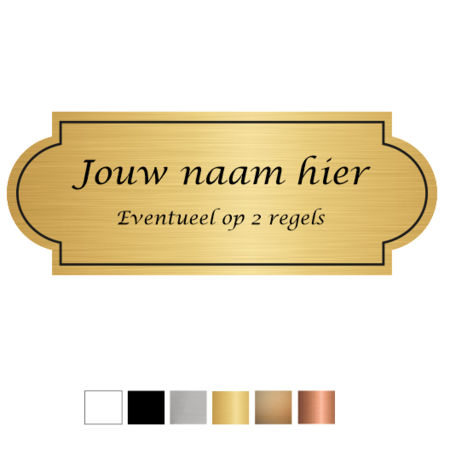 Kunststof naamplaatje 100x38mm Klassiek ontwerp zonder bevestiging