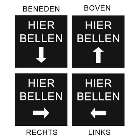 Bordje hier bellen 60x60mm zelfklevend