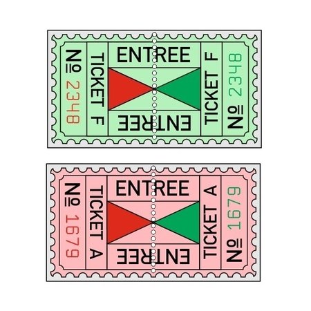 Entreekaartjes met controle strook in boekjes per 500 kaartjes