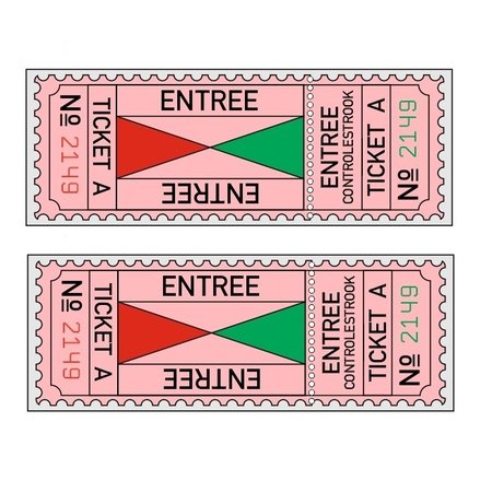CombiCraft XL-Entreekaartjes met controle strook in boekjes per 500 toegangs- kaartjes gebundeld. XL-Ticket formaat is 75 x 27½mm in een boekje - 500 stuks