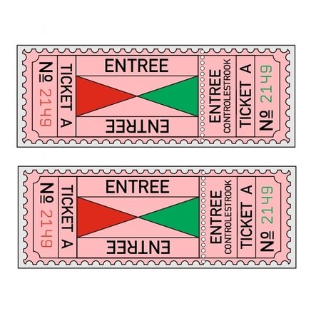 XL-Entreekaartjes met controle strook in boekjes per 500 toegangs- kaartjes gebundeld. XL-Ticket formaat is 75 x 27½mm in een boekje - 500 stuks