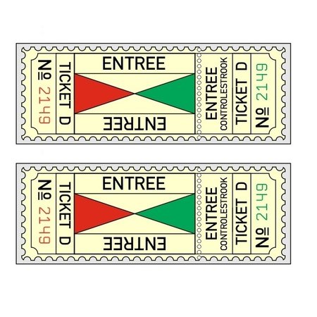 CombiCraft XL-Entreekaartjes met controle strook in boekjes per 500 toegangs- kaartjes gebundeld. XL-Ticket formaat is 75 x 27½mm in een boekje - 500 stuks