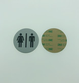 Toiletten - Mannen en Vrouwen toiletbordje Aluminium Ø75mm met tape