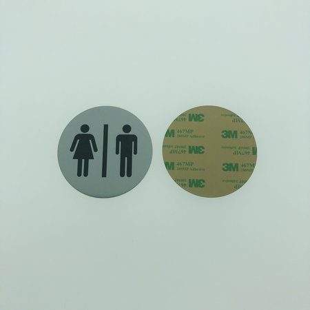 Toiletten - Mannen en Vrouwen toiletbordje Aluminium Ø75mm met tape