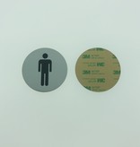 Heren toiletbordje Aluminium Ø75mm met tape