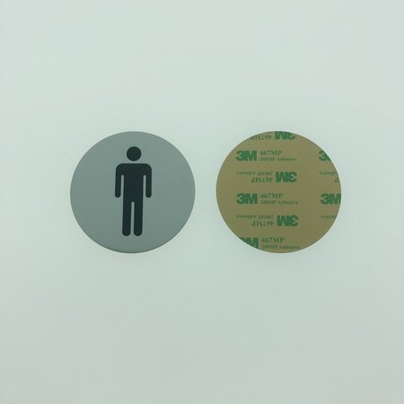 Heren toiletbordje Aluminium Ø75mm met tape