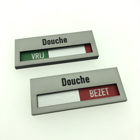 CombiCraft Schuifbordjes in een acrylaat schuifprofiel RVS-Look met een koptekst naar keuze eventueel in een eigen lettertype