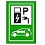 Groen bordje Parkeerplaats , voor elektrische auto's en oplaatplek - opladen van elektrische auto's, bord is 21x30cm