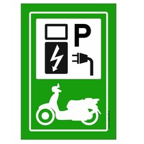 Oplaadpunt elektrische scooters in het groen