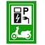 Groen bordje Parkeerplaats , voor elektrische scooters en oplaatplek - opladen van elektrische scooters of fietsen, bord is 21x30cm
