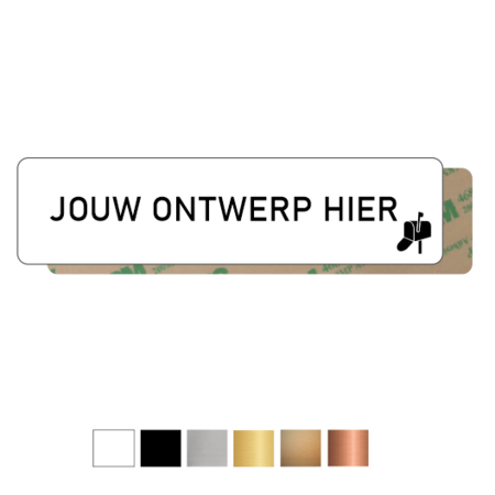 Kunststof naamplaatje Eigen Ontwerp 80x20mm voor bel, voordeur of brievenbus - zelfklevend met tape aan de achterzijde