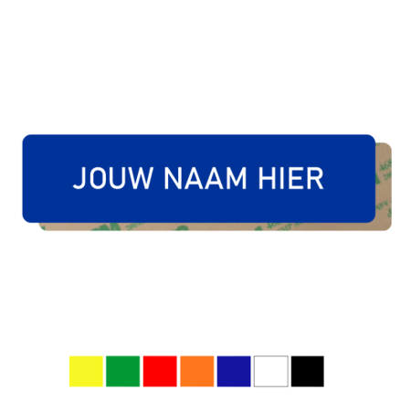 Gekleurd Kunststof naamplaatje 80x20mm - zelfklevend met tape aan de achterzijde