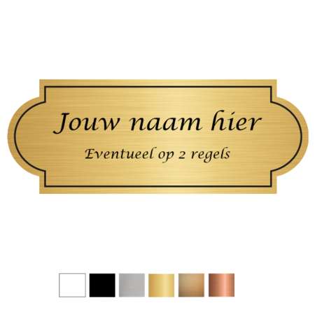 Kunststof naamplaatje met tape 100x38mm Klassiek ontwerp