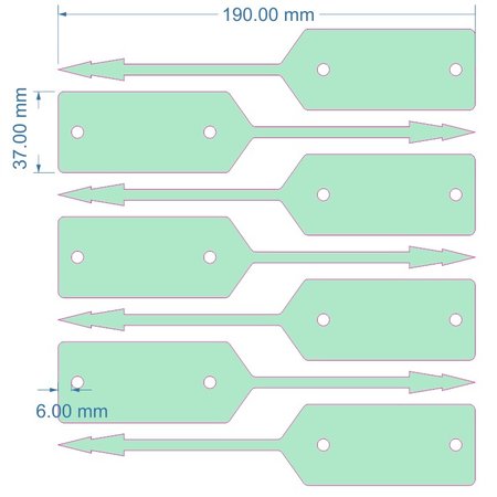 Werkplaatslabels of autolabels met eigen bedrukking 190x37mm - vanaf 10.000 stuks - per 1.000 stuks