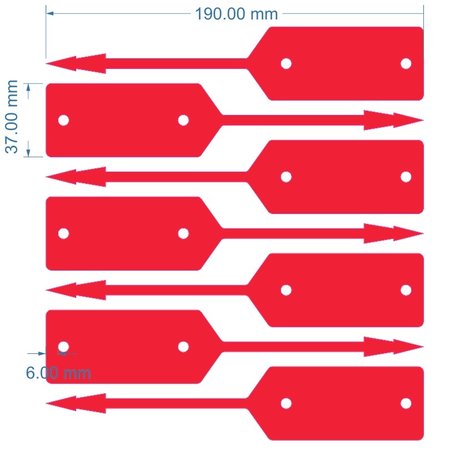 Werkplaatslabels of autolabels met eigen bedrukking 190x37mm - vanaf 10.000 stuks - per 1.000 stuks