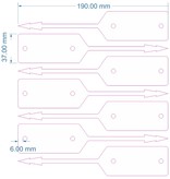 Werkplaatslabels of autolabels met eigen bedrukking 190x37mm - vanaf 10.000 stuks - per 1.000 stuks