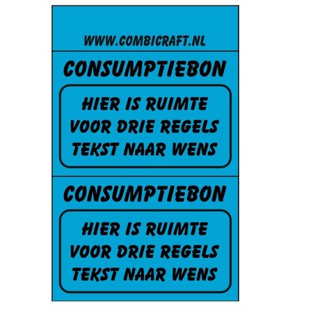 CombiCraft Consumptiebonnen met jouw eigen tekst in het zwart gedrukt - 41x27½mm of 50x27½mm - per 1000 bonnen