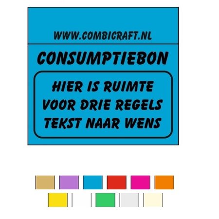 CombiCraft Consumptiebonnen met jouw eigen tekst in het zwart gedrukt - 41x27½mm of 50x27½mm - per 1000 bonnen