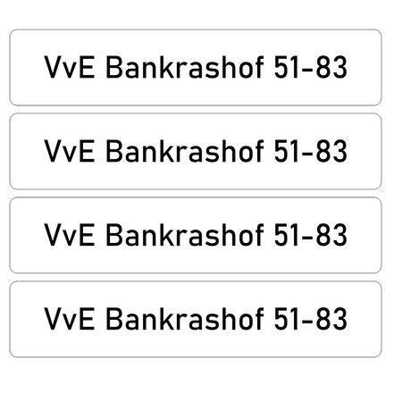 Naamplaatje 93x19mm VvE Bankrashof 51 - 83