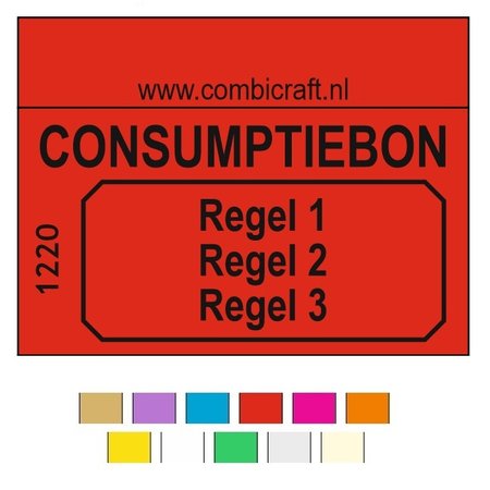CombiCraft Consumptiebonnen met maximaal 3 regels tekst en nummering in het zwart gedrukt per 1000 stuks